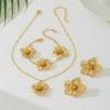 Exaggerated Metal Big Flower Earrings Necklaces Rings Set For Women Vintage Simple Geometric Texture Floral Wedding Jewelry Gift