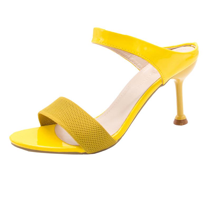 

2025 summer new solid color foot cover high heel sandals women s Korean version fashion round head height increase women s shoes 40 жёлтый