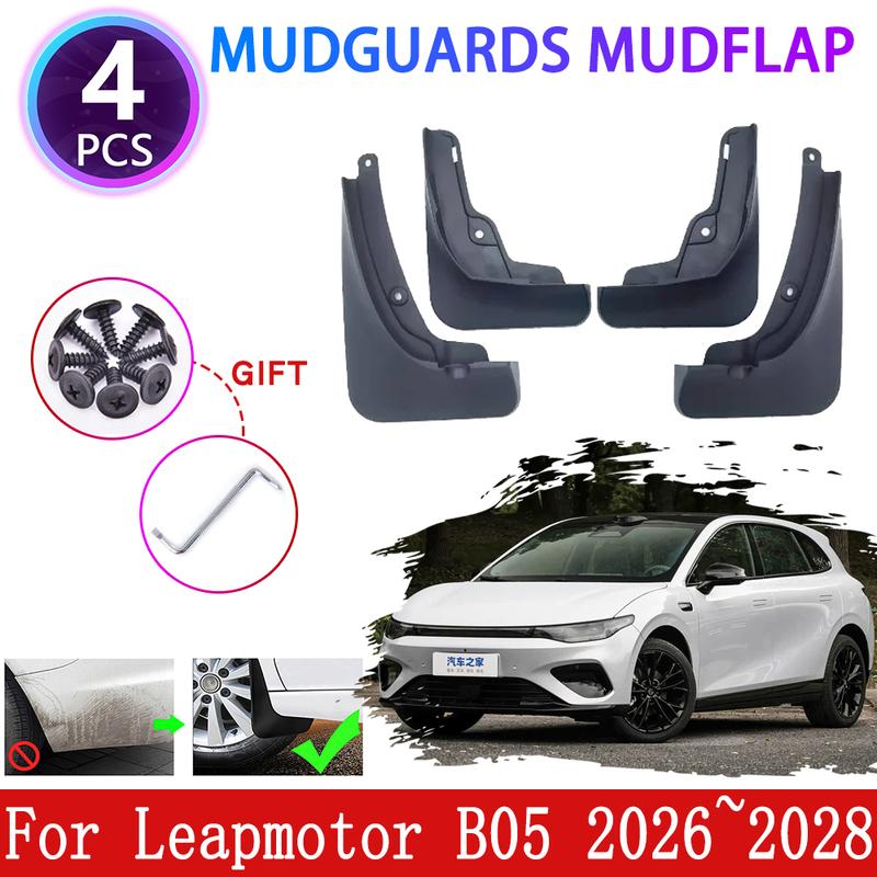 For Leapmotor B05 Accessories Lafa 5 2026~2028 4pcs Car Front Rear Wheel Mudguard Mudflap Anti-slip Fender Mud Flaps Guard Cover