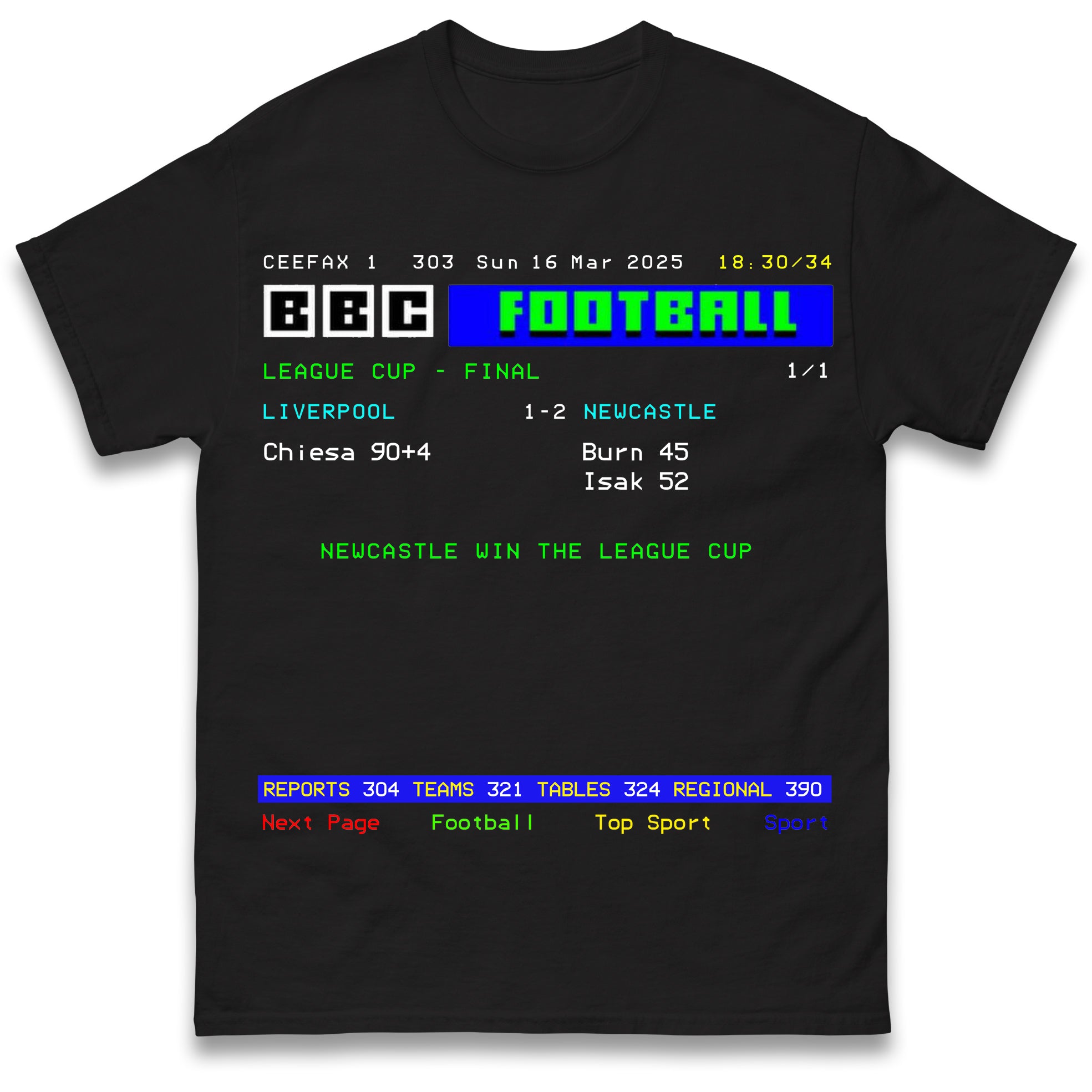 Newcastle Retro Ceefax League Cup Winners 2025 Classic T-Shirt Womens Tops Tees 3XL