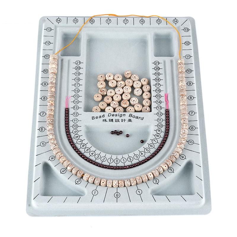 2Pcs Gray Flock Beads Tray Design Boards Kit DIY Beading Bracelet Tools Jewelry Storage Box Tray Diy Jewelry Making