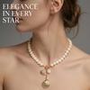 Retro Starfish White Shell Pendant Necklace for Women Bohemian Imitation Pearl Chain OT Buckle Necklace Summer Beach Jewelry