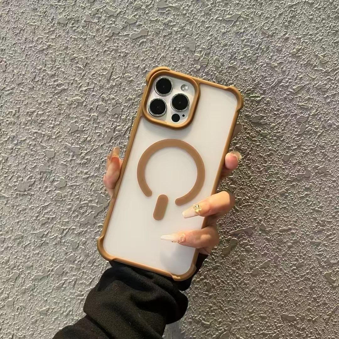 

Матовый чехол для телефона Apple 16E подходит для iPhone15promax, с магнитной зарядкой и четырехсторонними воздушными подушками для защиты от падений. iPhone11Promax коричневый