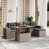 Vidaxl 6-Cz. Garden Furniture Set With Cushions, Grey, Poly Rattan