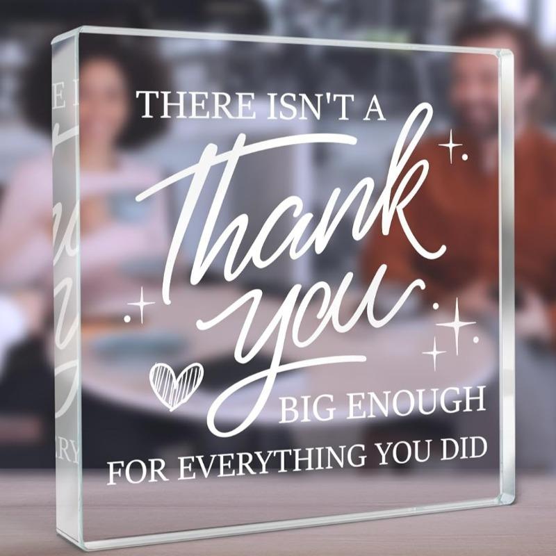 1 Piece of Thank You Gift for Men and Women, Teacher, Boss, Colleague, Decorated Square Acrylic Logo Gift
