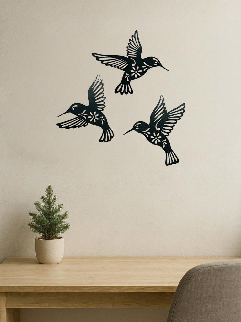 PC Metal Hummingbird Wall Art, Minimalist Iron Bird Decor for Home & Holiday Gifts