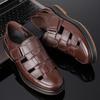 Large Size Breathable Leather Shoes Men's Middle-aged and Elderly Summer Hole Shoes Non-slip Soft Sole Business Casual Dad Shoes Men's Shoes