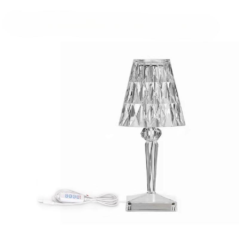 1PC USB Creative Crystal Diamond Desk Lamp Bedroom Bedside Ambient Light Charging Touch Night Light