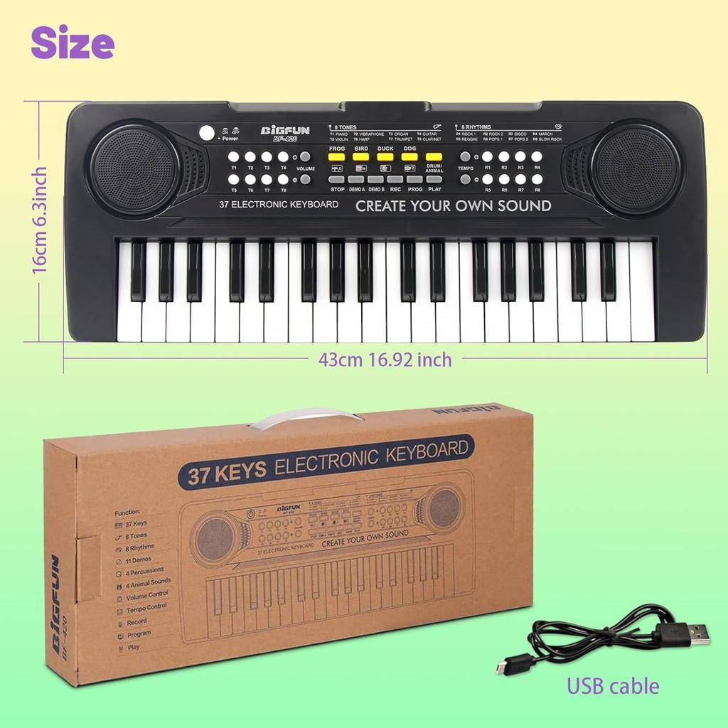 Kids Piano Keyboard, 37 Keys Portable Music Keyboard Electric Piano Toys for Children, Educational Instruments Toddler Keyboard Piano for Kids Ages 3