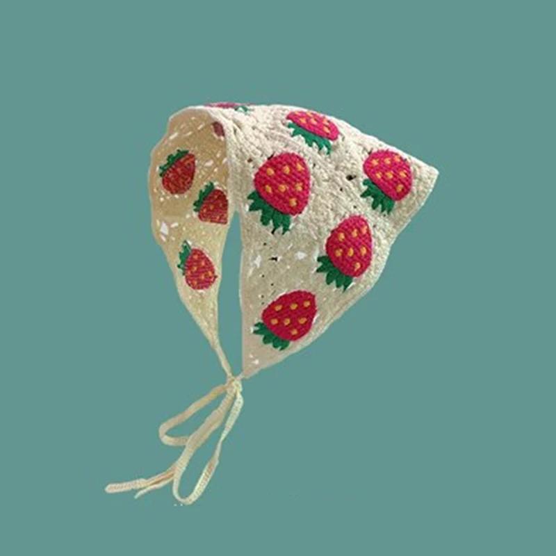 1 Stück Koreanisch Süß Niedlich Handgemacht Gehäkelt Hohl Dreieck Stirnband Handtuch Frauen Frühling und Sommer Reise Literarisch Foto Haarschal