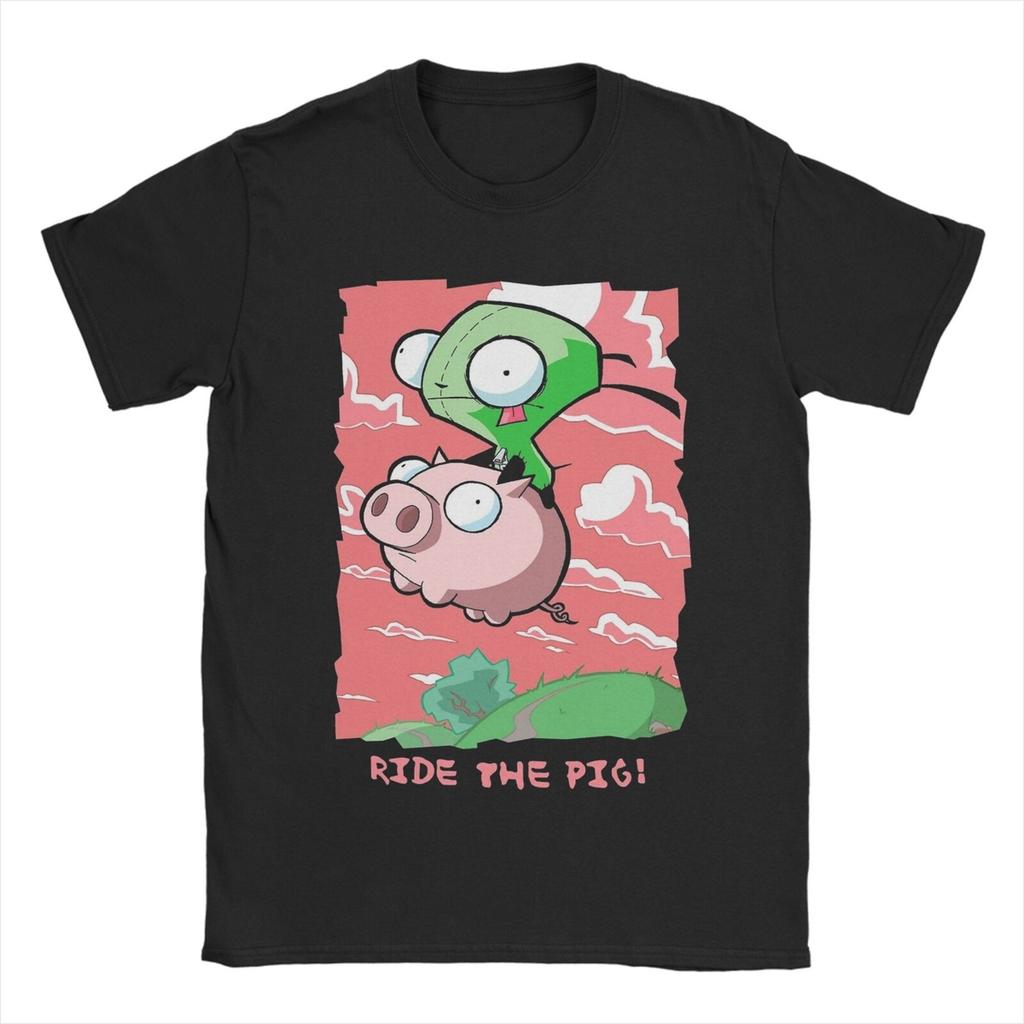 Invader Zim Valentinstag Ich Liebe Gir Herren T-Shirt Humorvolles T-Shirt Kurzarm Rundhals T-Shirt Reine Baumwolle Kleidung