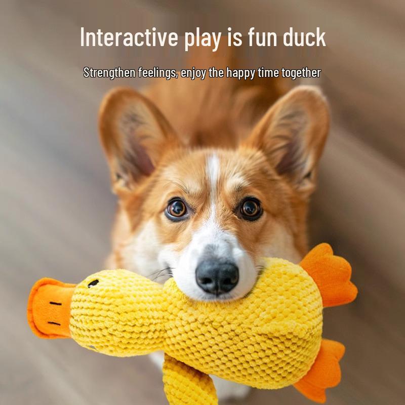 Indestructible Plush Dog Toy: Bite-Resistant Yellow Duck Companion