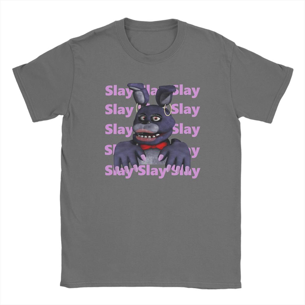 Fnaf slay meme on periodt Men T Shirts FNAF At Freddys Tee Shirt Short Sleeve Round Collar TShirt Pure Cotton Summer Clothes