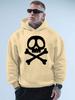 Cool Kids Hip Hop Sports Hooded Sweatshirt, Front Skull Bone Graphic, Loose Drawstring Pullover For Boys Street Wear