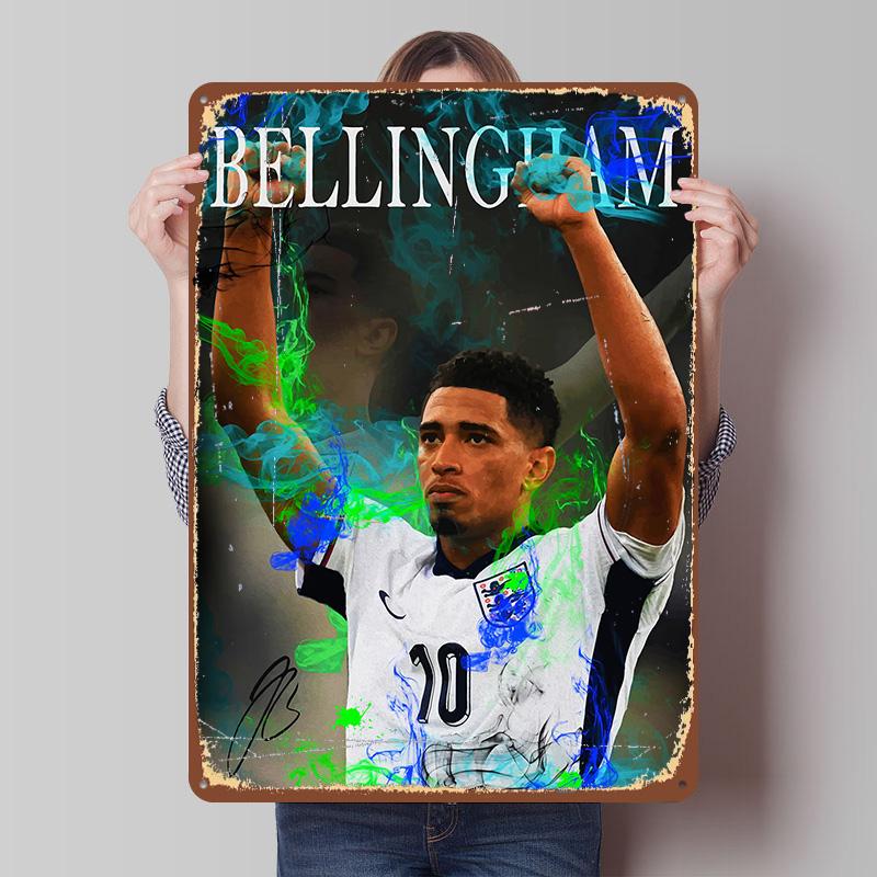 

Jude Bellingham England Soccer Art Metal Poster Customized Wall Art Retro Vintage Tinplate Signs for Man Cave Garage Decoration 7.9x11.8In(20x30cm)