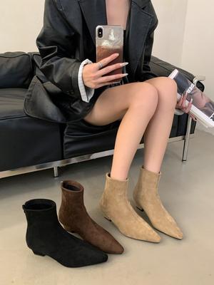 Spice Girl Wind Slope Heel 3cm Short Boots Autumn and Winter Retro Maillard Coffee Small Short Boots Fashion Martin Boots Single Boots Women