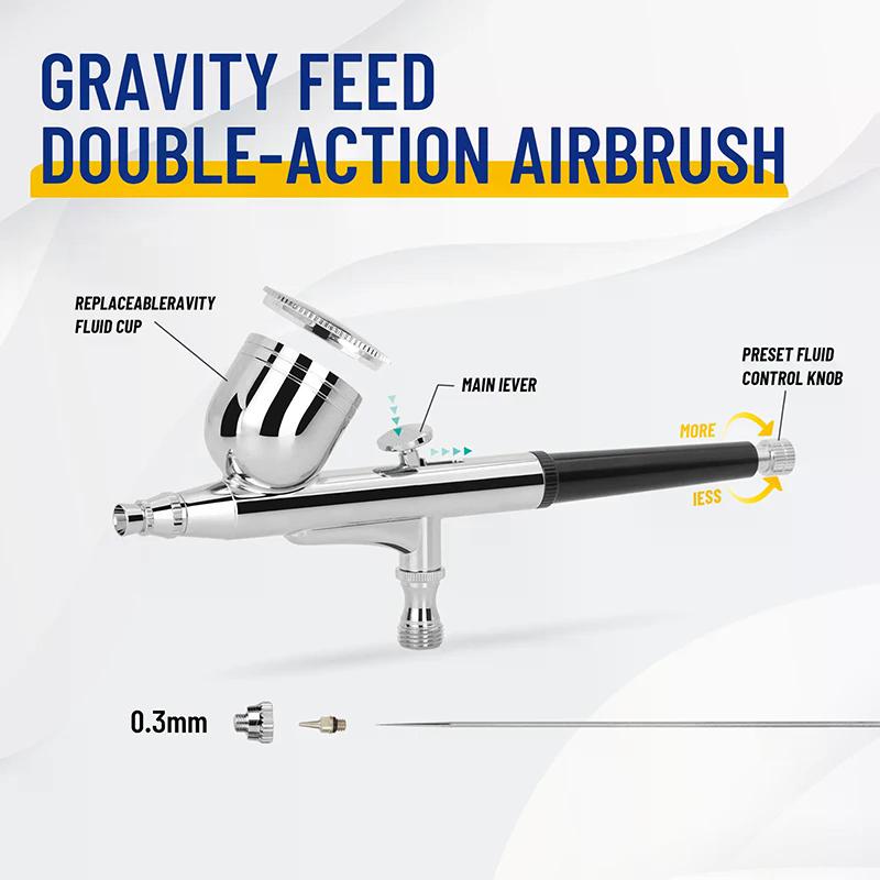 Professional Double Action Airbrush BD-130 Mounted 0.3mm Nozzles And Needles