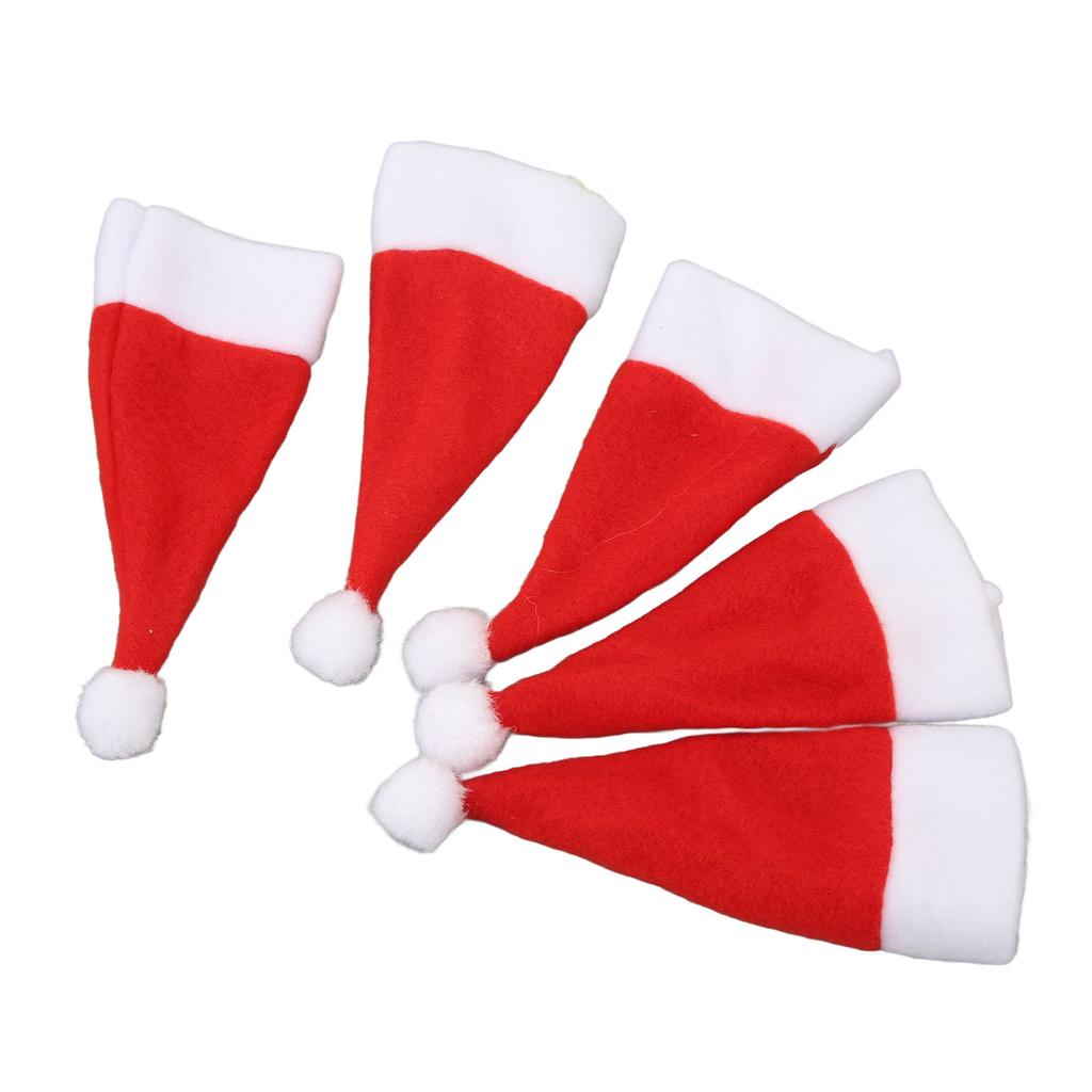 30Pcs Mini Santa Hats Christmas Miniature Ornaments for DIY Crafts Holiday Knife Fork Tableware