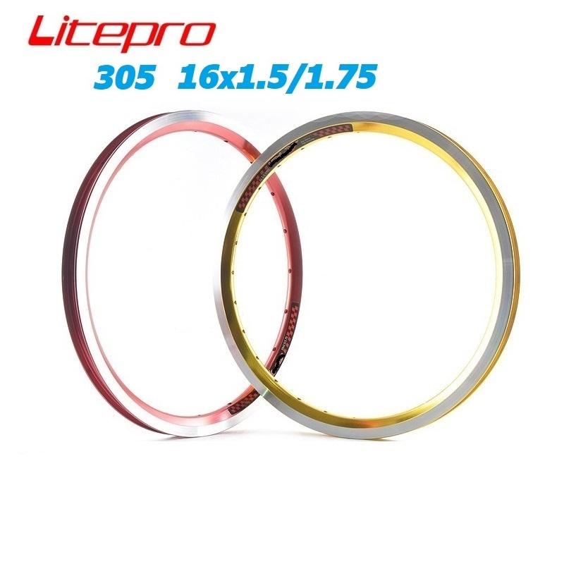 Litepro 1pcs Folding Bicycle Rims Litepro k-fun 16 inch 305 Double Wall Bike Wheel Rim 20/28 Hole For Folding Bike Modified Part Black 20H