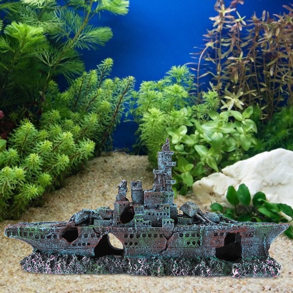 

Simulation Resin Hide Boat Fish Tank Aquarium Ornaments Decor
