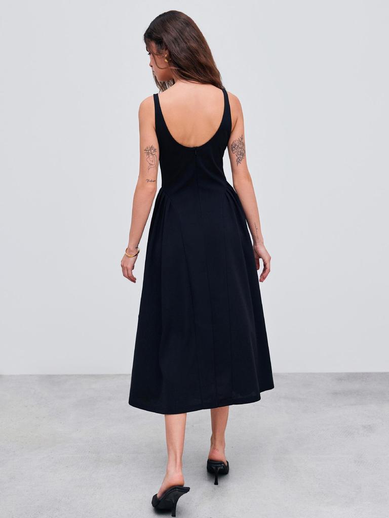 European & American Style Sleeveless Backless Sexy Slim Casual Mid-Length Dress for Women - Spring/Summer Fashion