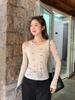Autumn fake two-piece bow polka dot printing design sense long-sleeved T-shirt women's slim top