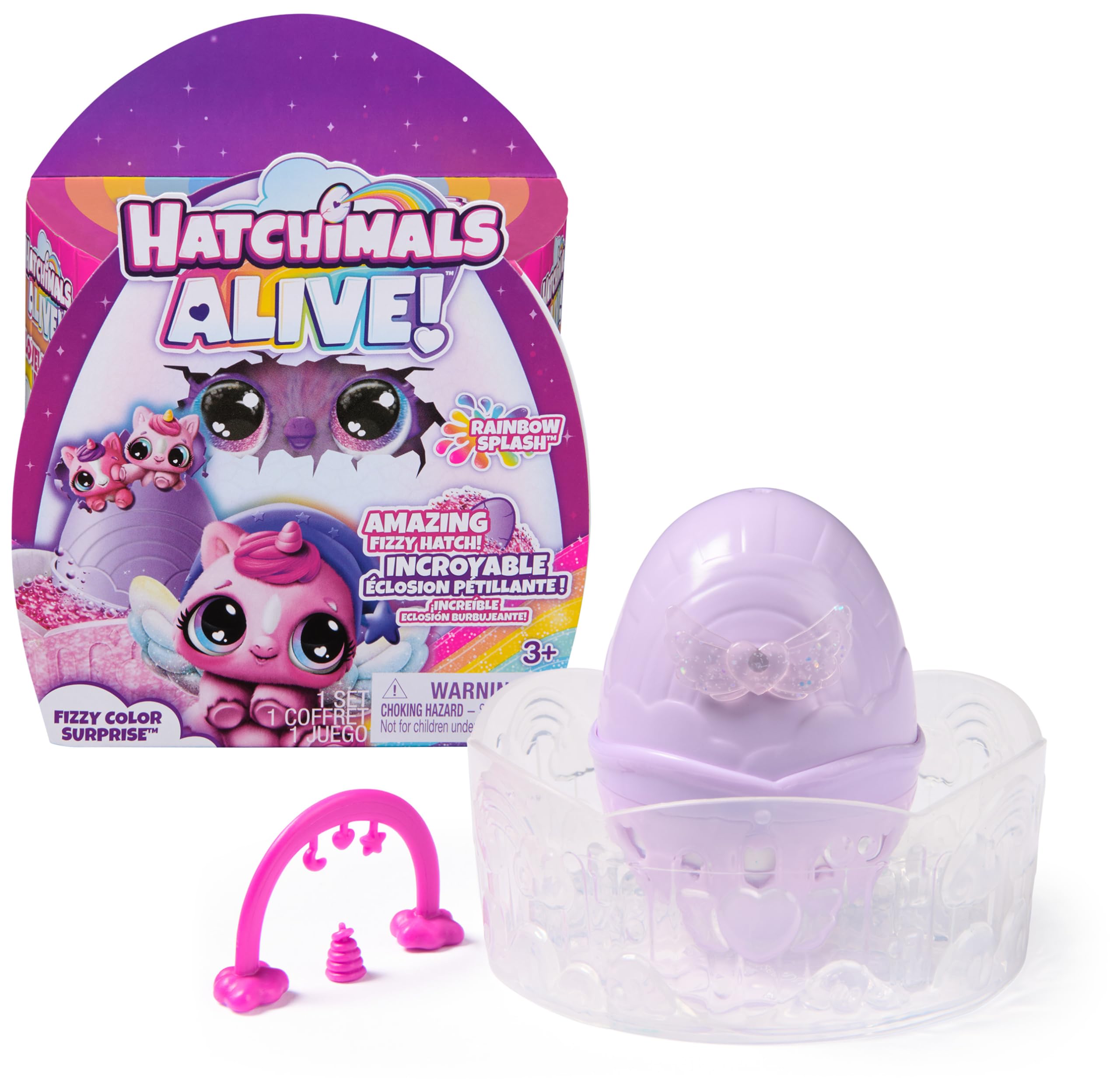 Hatchimals Alive, Игрушка-сюрприз Hatchimals Alive Rainbow Splash Fizzy Color, Вылупятся двойняшки или тройняшки из яиц с раскрытием цвета (Стили могут отличаться), Детская игрушка для девочек и мальчиков
