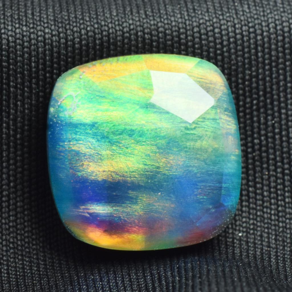Lab-Created Opal Loose Gemstone 14.9 Ct Square Cushion Multi-Color October Birthday Birthstone