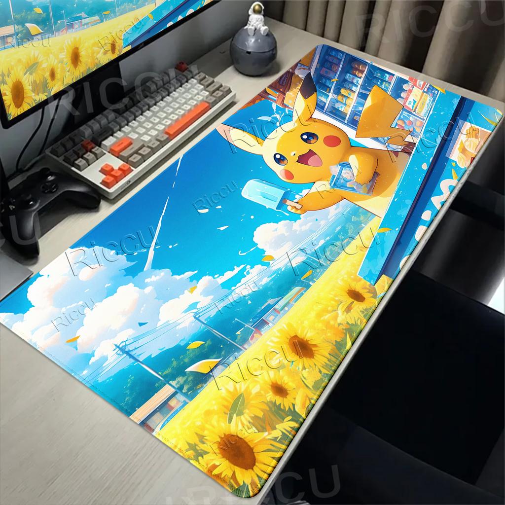 Mouse Pad Large Size P-Pikachu Aesthetics Computer keyboard Gaming Accessories Desk Mat Locking Edge Gamer Carpet Anime Tablemat