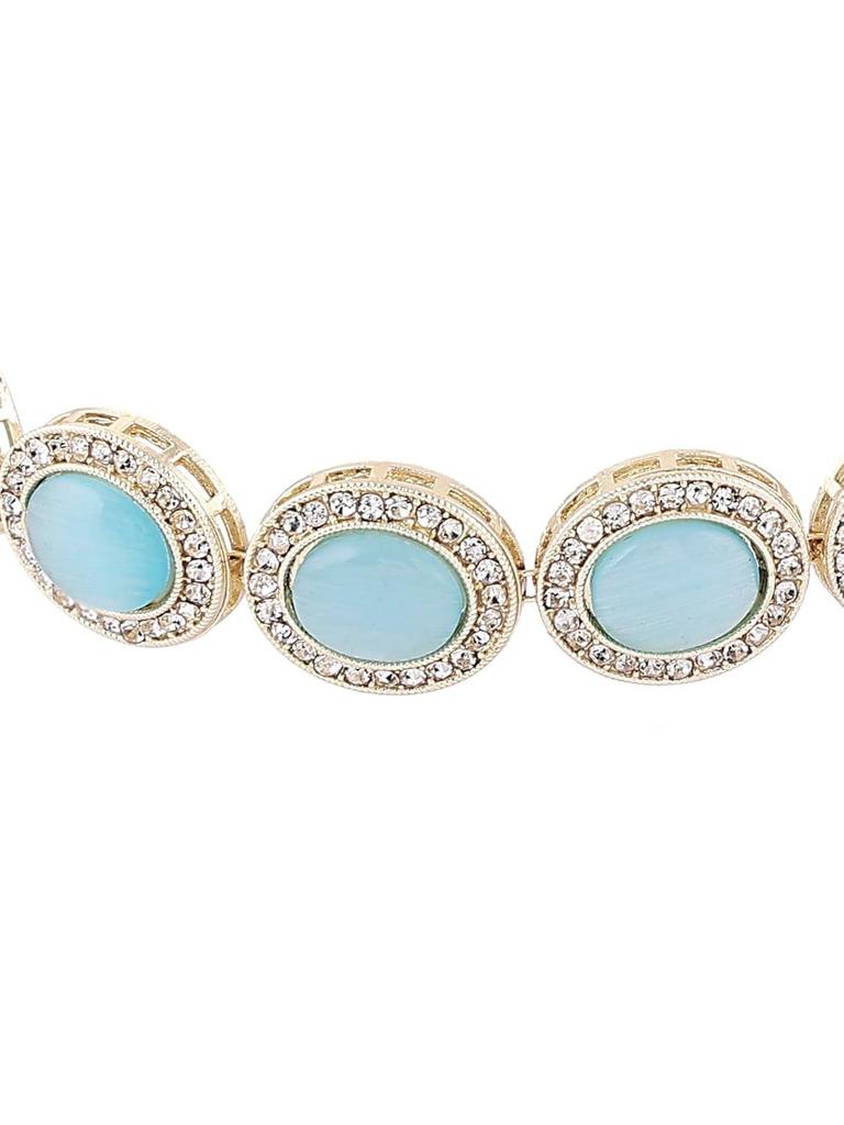 Tyrkysově modrý kočičí oko Rakouské diamanty a kameny Choker náhrdelník Náušnice a prsten Set pro ženy