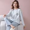 Women's pajamas spring and autumn long-sleeved trousers pure cotton two-piece suit, girls can wear cotton loungewear in autumn and winter