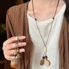 Wooden Bead Acorn Pendant, Wax Rope Necklace, Retro Ethnic Style Pull-out Sweater Chain, New Chinese Versatile Niche Item Decoration