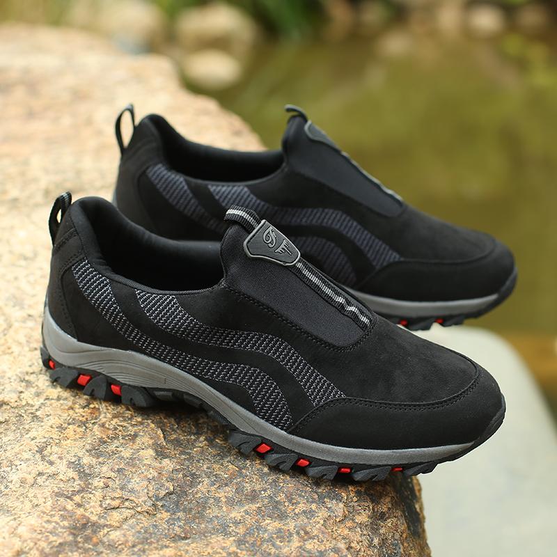 Fashion Outdoor Men's Casual Shoes Sneaker Outdoor Climbing Soft Comfortable Running Shoes Suede Leather Anti-skid Walking Footwear