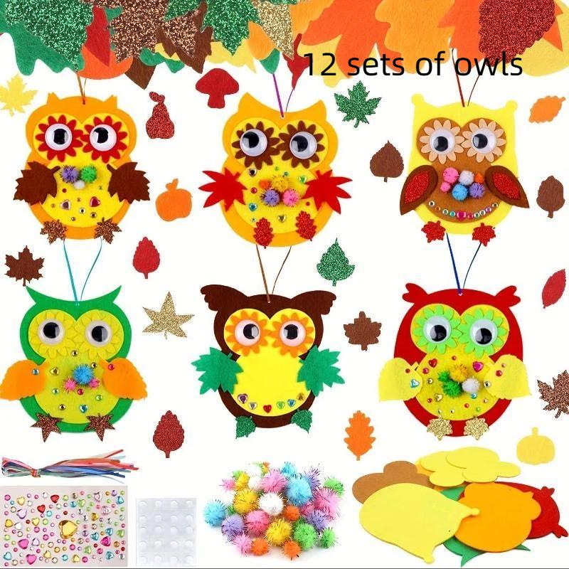 Cute Felt Animal Ornaments Diy Hedgehog Leaves Autumn Craft Kit Autumn Handmadethanksgiving Decorations Used For Party