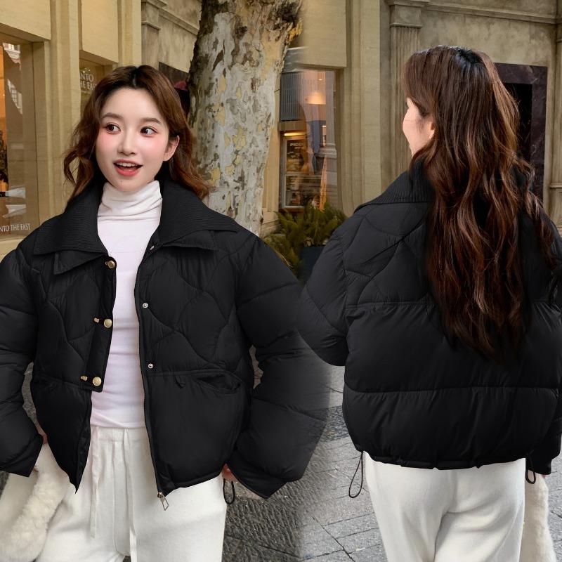 Winter new knitted collar splicing cotton-padded clothes women's loose and versatile fashion warm cotton-padded jacket jacket