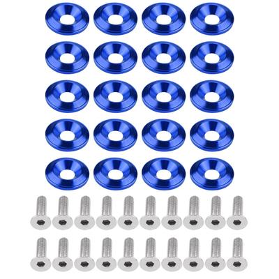 20Pcs Aluminum Bumper Fender Washer Bolt Engine Bay Dress Up Kit Blue