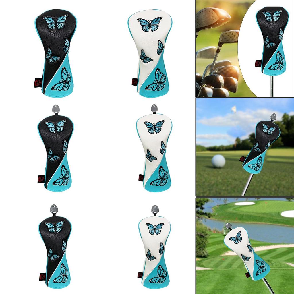 Golf Wood Headcover Protector Wear Resistant Butterfly Pattern PU Club Head