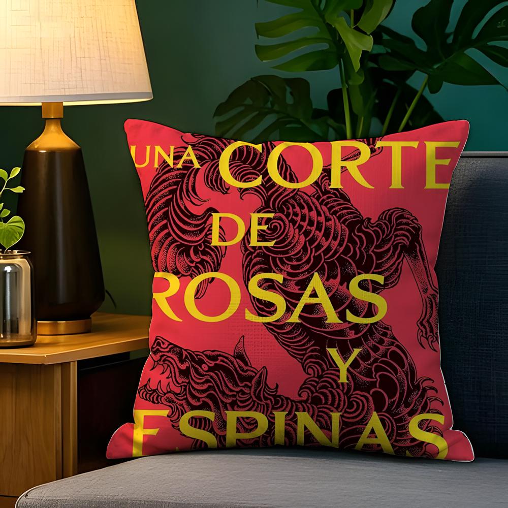 Fantasy Novel AA Court of Thorns and Roses Pillow Case Natural Linen Pillow Case DoubleSided Decor Sofa Pillowcase Home Decor