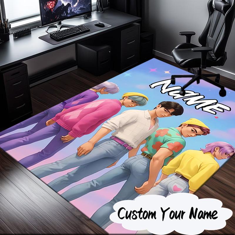 Custom Name Fantasy Night Trio K-Pop Carpet, Chair Rug,Area Rug for Office Bedroom living rooms bedroom, Doormat decor Christmas fan gifts