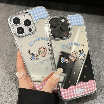 Cartoon-Motiv Spiegel Handyhülle Für IPhone 17 16E 17E 16 Pro Max 15 13 11 12 14 Pro Max Stoßfeste Make-Up-Spiegelabdeckung