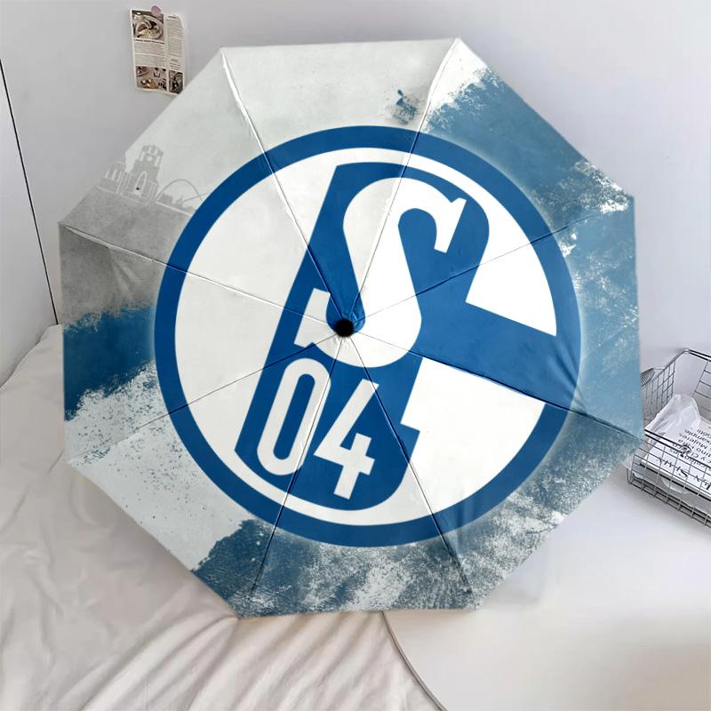 FC Schalke 04 Pattern, Automatic Folding Umbrella, Portable and Foldable Design, 8 Ribs, a Christmas or Birthday Gift.