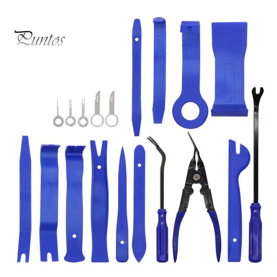 Plastic Clip Removal Tool 19Pcs Trim Set with Pick & Tool, Sticker Scraper, Automotive Car Modification Panel Pry for Door Stereo, Fastener