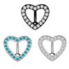 Reversed Bar Heart Crystals Belly Button Rings  Inverted Bar Navel Piercing Body Jewelry Stainless Steel Navel Ring