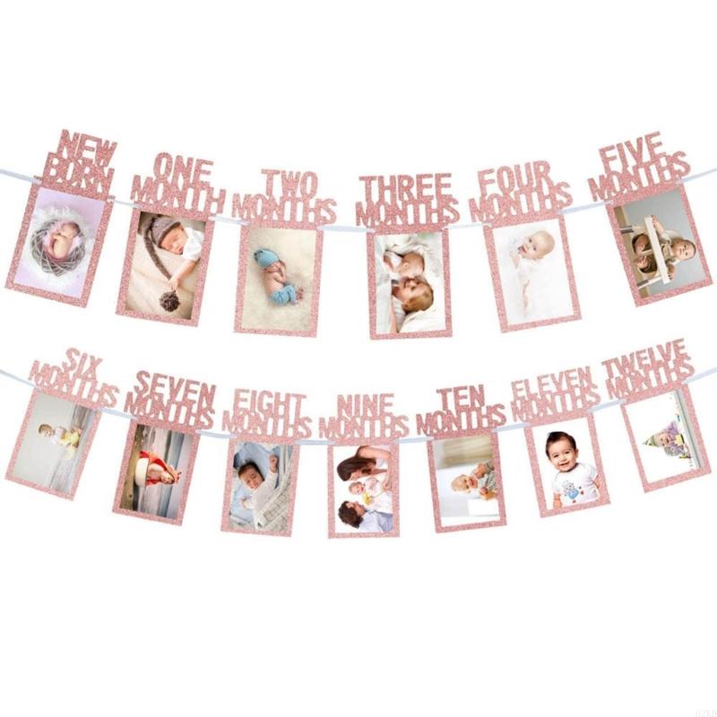 62KD 1st Birthday Photo Banners Decorations for Baby from Newborns To 12 Months