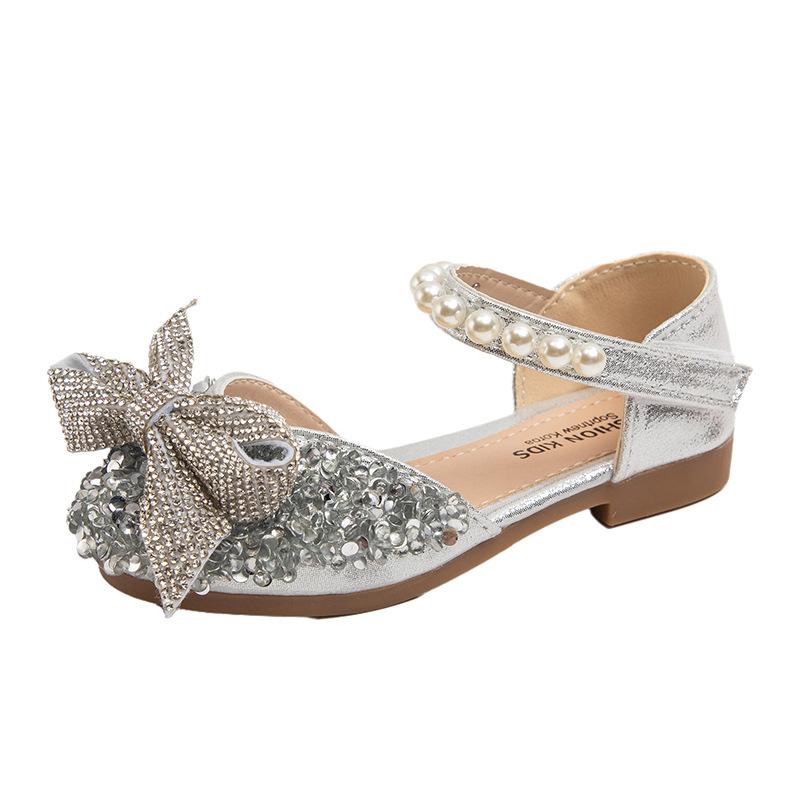 

New Children Causal Dance Sandals Girls Rhinestone Flat Sandals Non-slip Fashion Kids Sequins Princess Performance Shoes 36