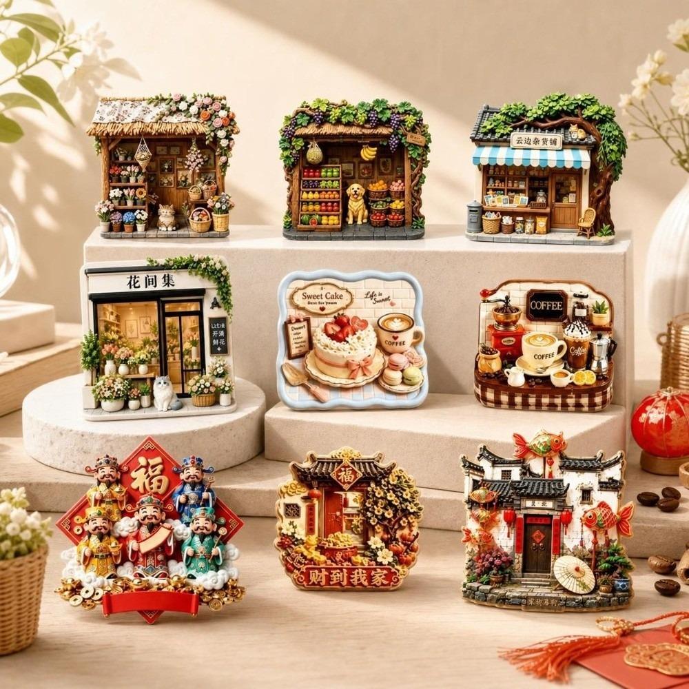 Shop Shape Home Decoration House Magnetic Sticker Blessing Gift Refrigerator Magnet  Gift