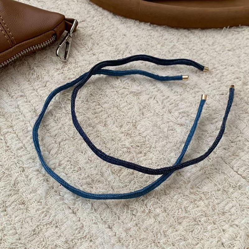 Korean Denim Wavy Fine Hairbands for Women Trendy Simple High-End Hairwear Sweet Girl Picnic Party Wash Face Hair Accessories