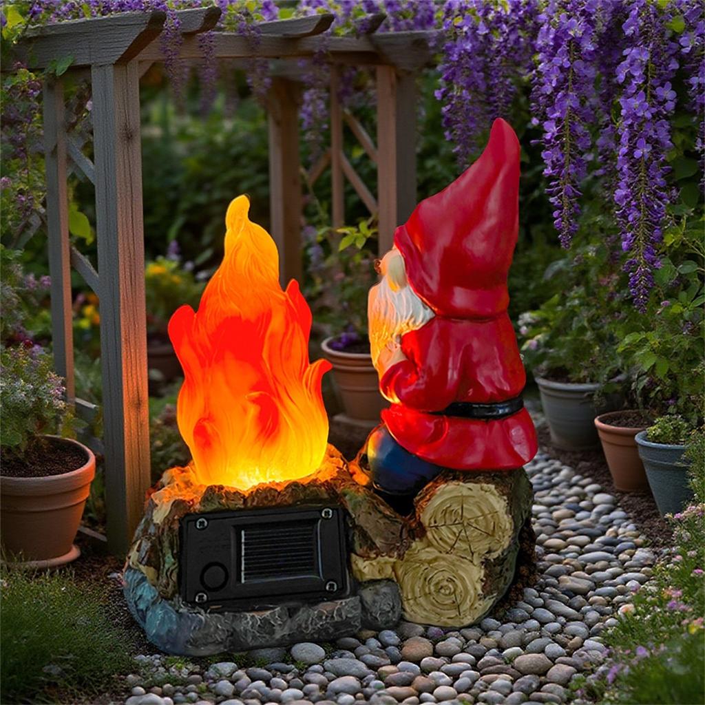 Solar Torch Dwarf Ornament Courtyard Simulation Fire Pile With Light Ornament Outdoor Garden Decoration Ornament
