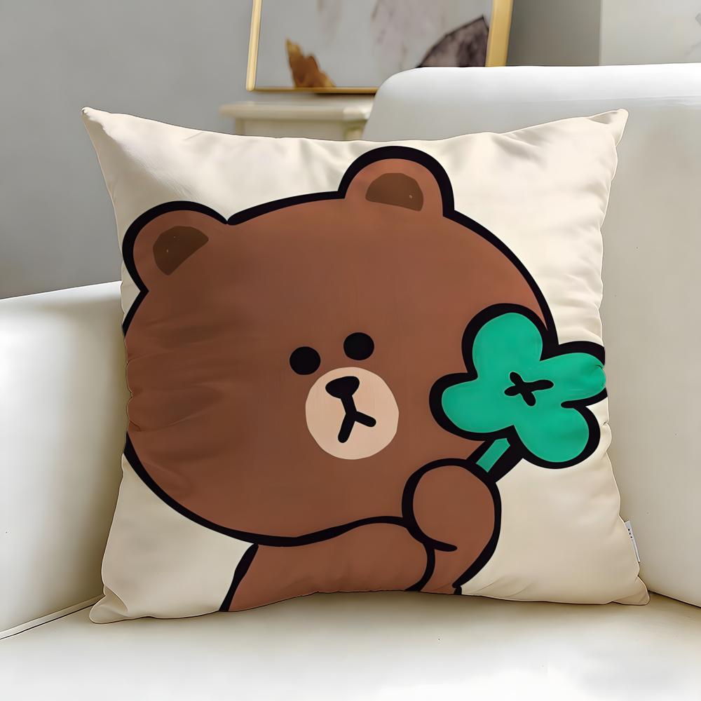 classic cartoon Cartoon Bear Cushion Cover Soft  EasyWash Pillow Case  Versatile for Couch Bed Travel and Office