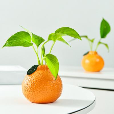 Orangeformad Vas, Liten Dekorativ Orange Frukt Design Hydroponisk Vas för Hemmet, Kontoret, Skrivbordet, Bokhyllan